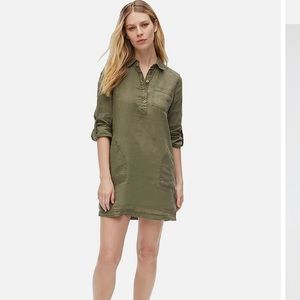 Michael Stars Women's Eleanor Woven Linen Popover Shirt Dress in Olive, Size M